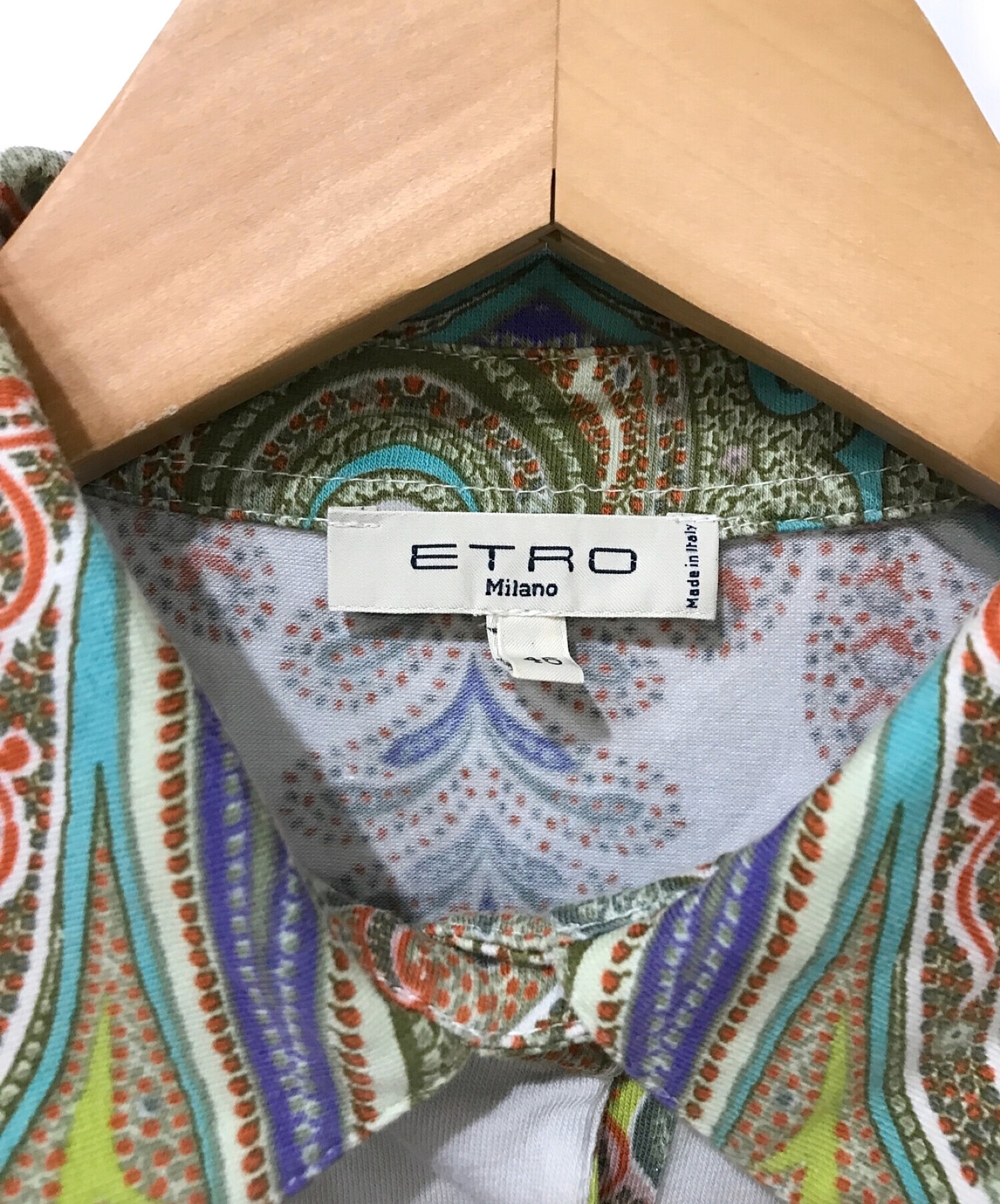 ETRO (エトロ) ペイズリー柄ポロシャツ オリーブ サイズ:46