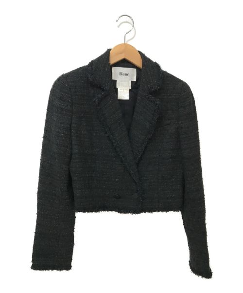 Rene（ルネ）Rene (ルネ) ツイードテーラードジャケット ブラック サイズ:36の古着・服飾アイテム