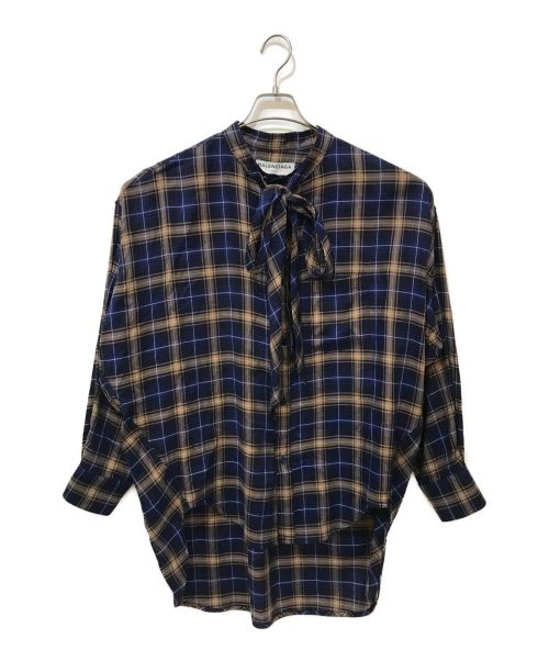 BALENCIAGA（バレンシアガ）BALENCIAGA (バレンシアガ) チェックシャツ ネイビー サイズ:34の古着・服飾アイテム