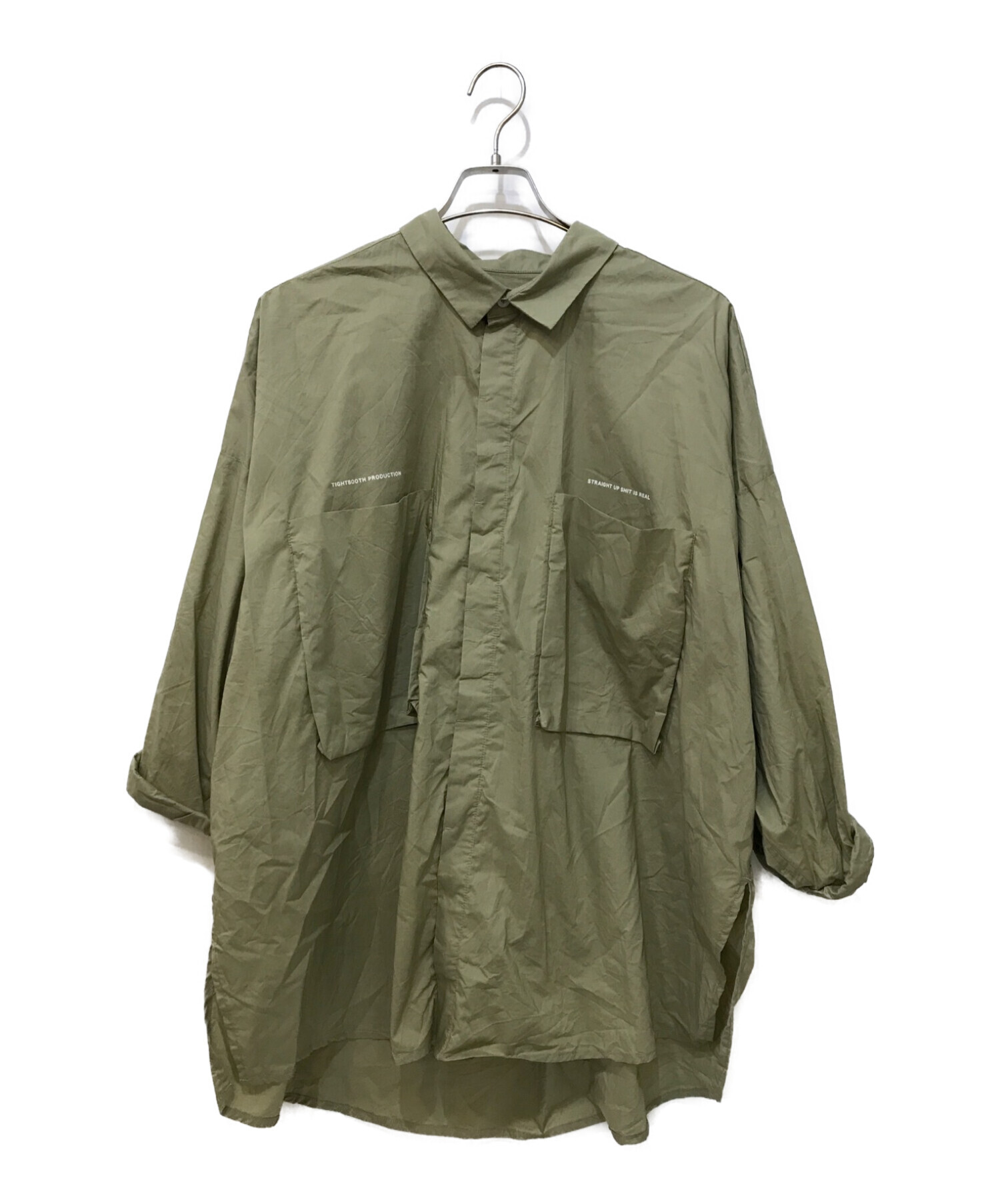 TIGHTBOOTH PRODUCTION (タイトブースプロダクション) 半袖ロールアップビッグシャツ グリーン サイズ:L