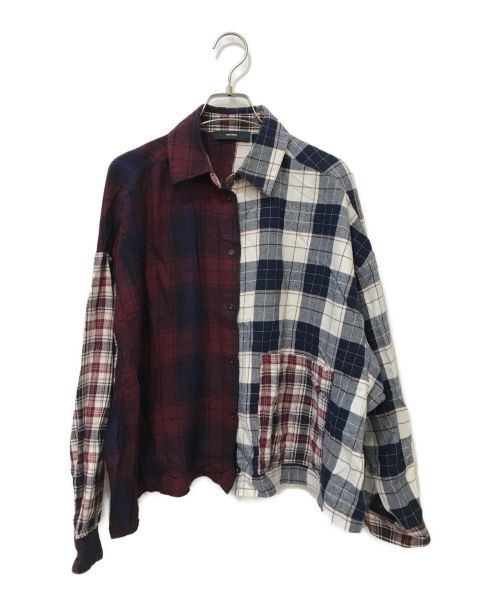 DIESEL（ディーゼル）DIESEL (ディーゼル) パッチワークシャツ レッド サイズ:XSの古着・服飾アイテム