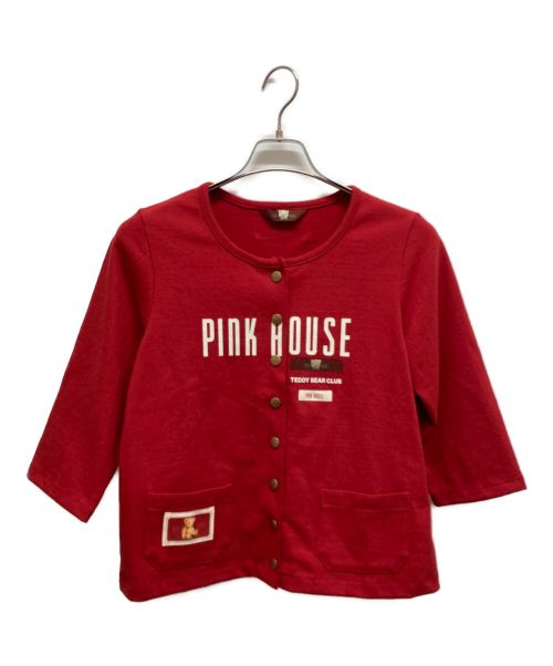 PINK HOUSE（ピンクハウス）PINK HOUSE (ピンクハウス) ベアー刺繍スウェットカーディガン レッド サイズ:Mの古着・服飾アイテム