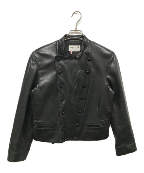 agnes b（アニエスベー）agnes b (アニエスベー) レザージャケット ブラック サイズ:42の古着・服飾アイテム