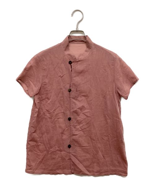 JURGEN LEHL（ヨーガンレール）JURGEN LEHL (ヨーガンレール) シルクブレンドバンドカラーシャツ ピンク サイズ:表記なしの古着・服飾アイテム