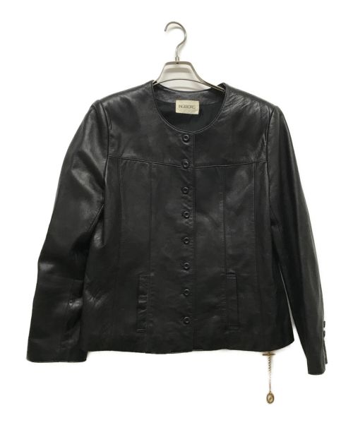 INGEBORG（インゲボルグ）INGEBORG (インゲボルグ) ノーカラーレザージャケット ブラック サイズ:Lの古着・服飾アイテム