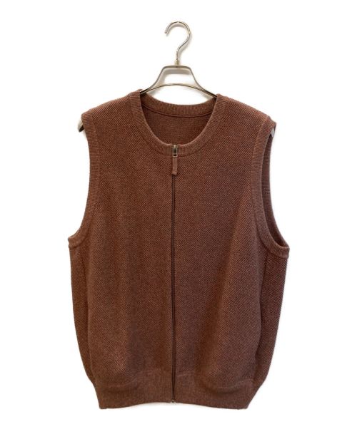 crepuscule（クレプスキュール）crepuscule (クレプスキュール) Moss Stitch Zip Vest ボルドー サイズ:1の古着・服飾アイテム