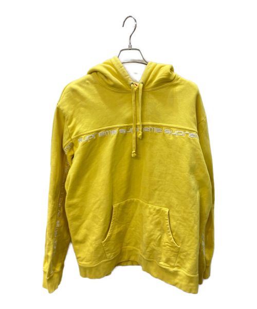 SUPREME（シュプリーム）Supreme (シュプリーム) Text Stripe Hooded Sweatshirt イエロー サイズ:XLの古着・服飾アイテム