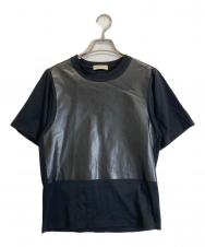 BALENCIAGA (バレンシアガ) レザー切替カットソー ブラック サイズ:XS