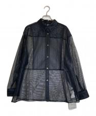 LE CIEL BLEU (ルシェルブルー) レースアンドメッシュコンボシャツ ブラック サイズ:S