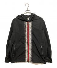 BURBERRY (バーバリー) モノグラムロゴラインナイロンブルゾン ブラック サイズ:L