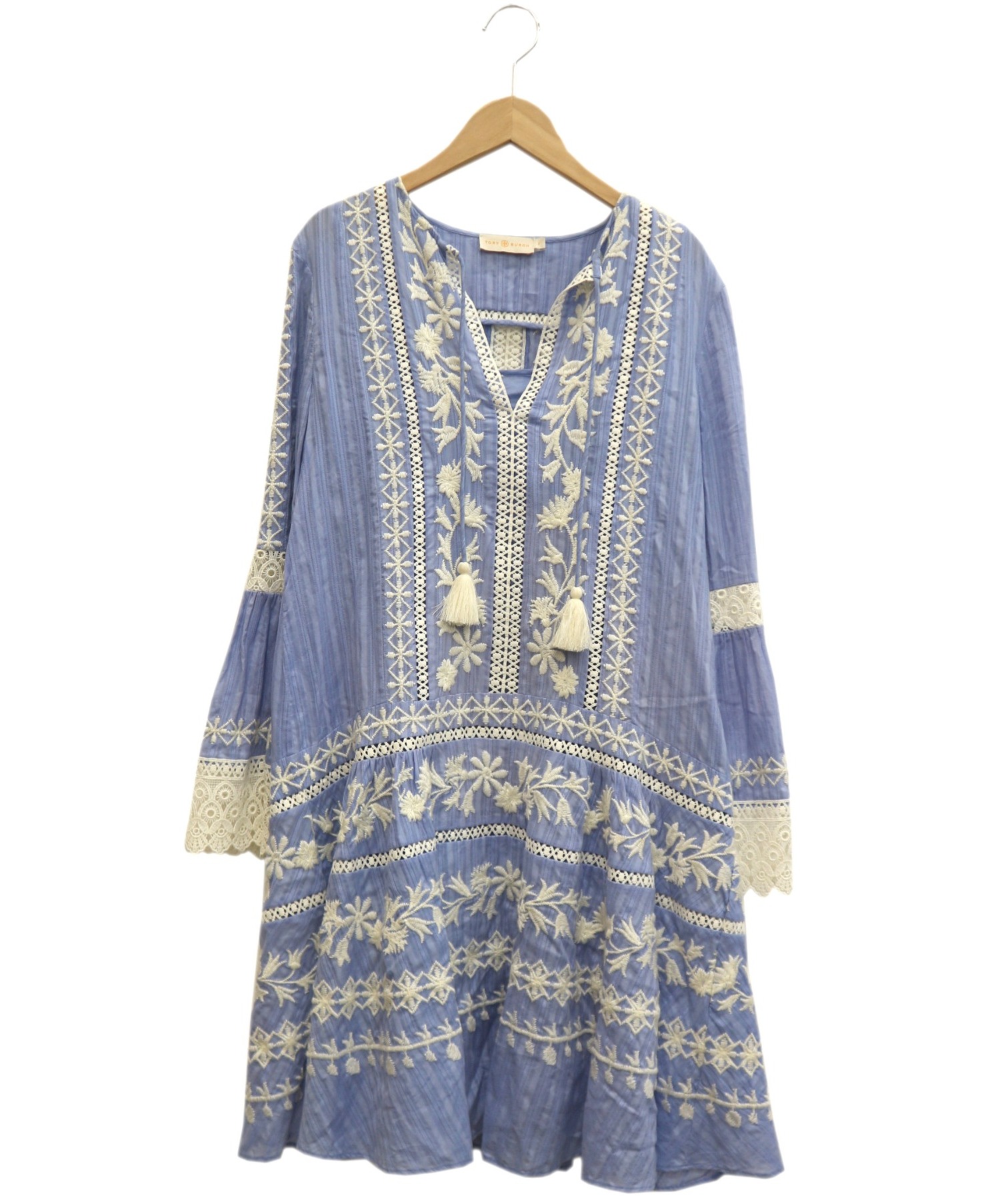 中古 古着通販 Tory Burch トリーバーチ カットワークワンピース ブルー サイズ 2 ブランド 古着通販 トレファク公式 Trefac Fashion