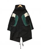 KAPPA（カッパ）の古着「BANDA OMINIウィンドロゴフーデッドコート」｜ブラック×グリーン