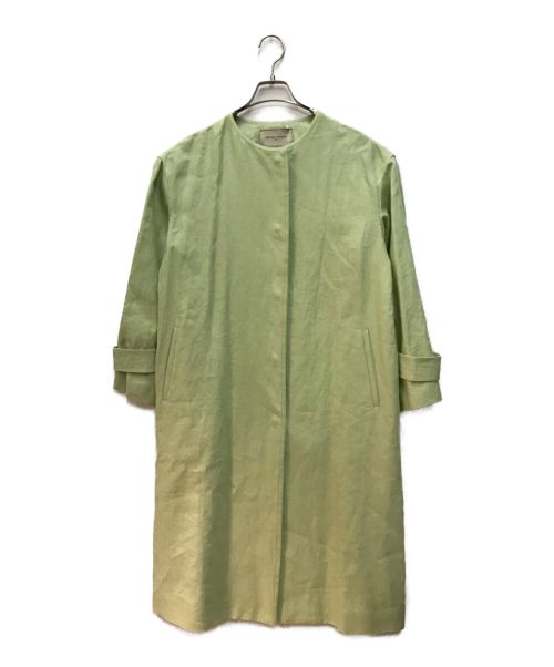 UNITED ARROWS（ユナイテッドアローズ）UNITED ARROWS (ユナイテッドアローズ) UBCBリネンノーカラーコート ライム サイズ:38の古着・服飾アイテム
