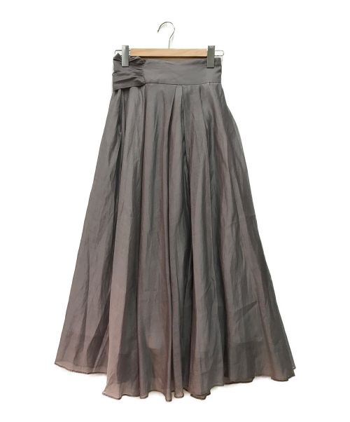 FRAY ID（フレイ アイディー）FRAY ID (フレイ アイディー) シルクコットンフレアースカート　リボンスカート グレー サイズ:1の古着・服飾アイテム