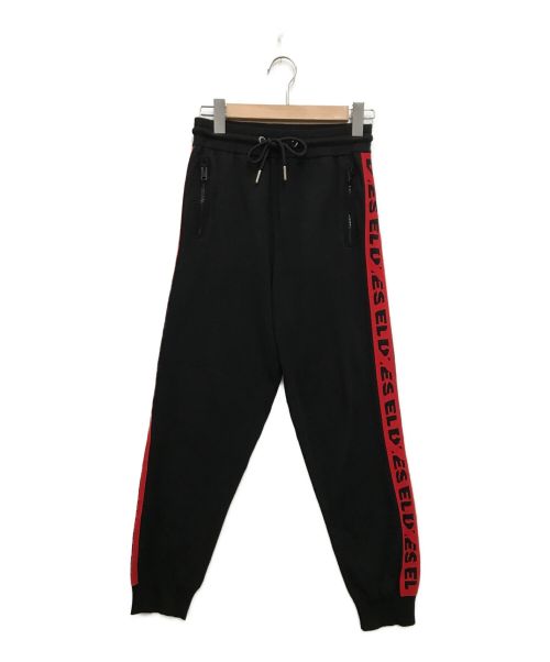 DIESEL（ディーゼル）DIESEL (ディーゼル) サイドロゴライン　ニットスウェットパンツ　ジョガーパンツ ブラック サイズ:XSの古着・服飾アイテム