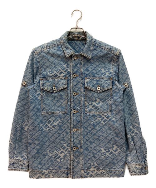 DIESEL（ディーゼル）DIESEL (ディーゼル) ロゴジャガードデニムジャケット ブルー サイズ:XSの古着・服飾アイテム