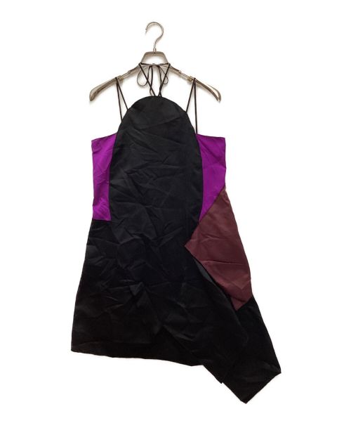 MIU MIU（ミュウミュウ）MIU MIU (ミュウミュウ) キャミソールワンピース　デザインワンピース　ホルターネック　シルク ブラック×ピンク サイズ:42の古着・服飾アイテム