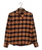 Vivienne Westwoodヴィヴィアンウエストウッド）の古着「ネルシャツ　アシンメトリー　変形」｜オレンジ