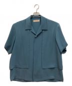 CULLNIクルニ）の古着「オープンカラーフラップシャツ　半袖比翼シャツ」｜ブルー