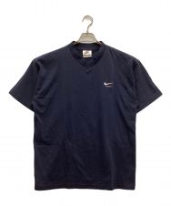 NIKE (ナイキ) Tシャツ　Vネック　スウォッシュ刺繍　サッカー　90s ネイビー サイズ:M