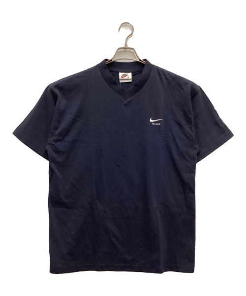 NIKE（ナイキ）NIKE (ナイキ) Tシャツ　Vネック　スウォッシュ刺繍　サッカー　90s ネイビー サイズ:Mの古着・服飾アイテム