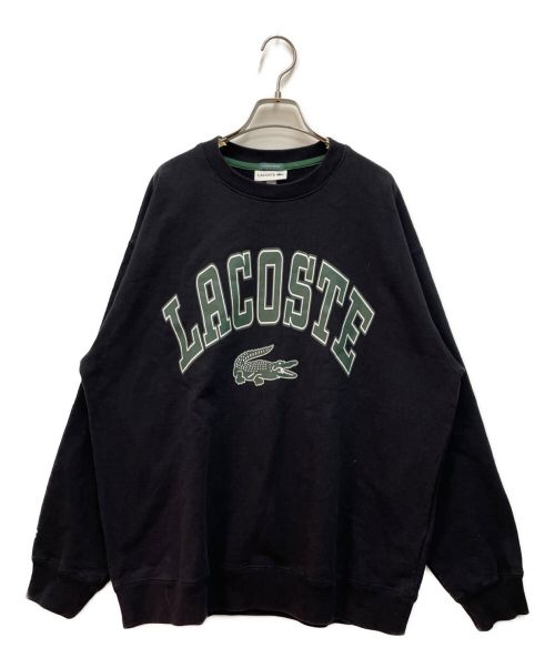 LACOSTE（ラコステ）LACOSTE (ラコステ) ビッグカレッジロゴプリントクルーネックスウェット　トレーナー ブラック サイズ:SIZE Lの古着・服飾アイテム