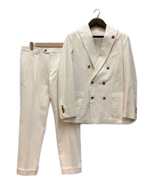LARDINI（ラルディーニ）LARDINI (ラルディーニ) コットンダブルジャケットセットアップスーツ ホワイト サイズ:52の古着・服飾アイテム