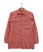 Yohji Yamamoto pour hommeヨウジヤマモト プールオム）の古着「リップルバイアスチェックシャツ」｜レッド