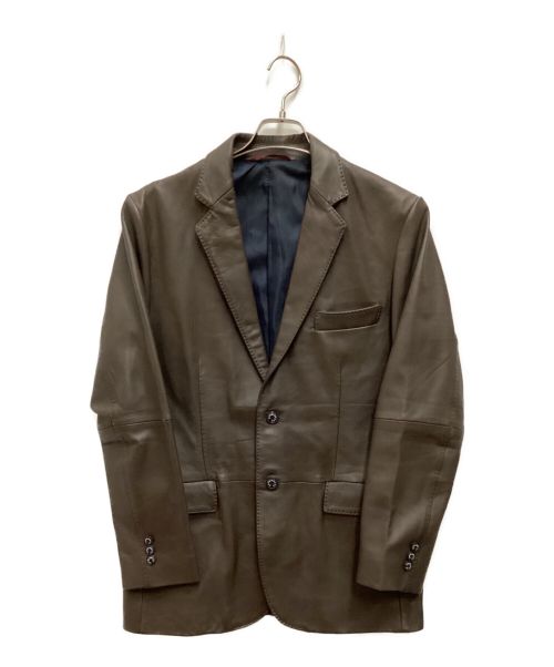 CAPRI BLUE（カプリブルー）CAPRI BLUE (カプリブルー) レザーテーラードジャケット ブラウン サイズ:Lの古着・服飾アイテム