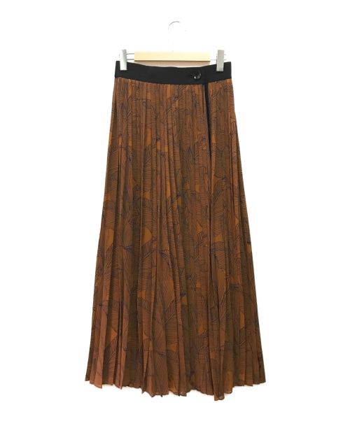 ADORE（アドーア）ADORE (アドーア) レイヤードプリントスカート ブラウン サイズ:38の古着・服飾アイテム
