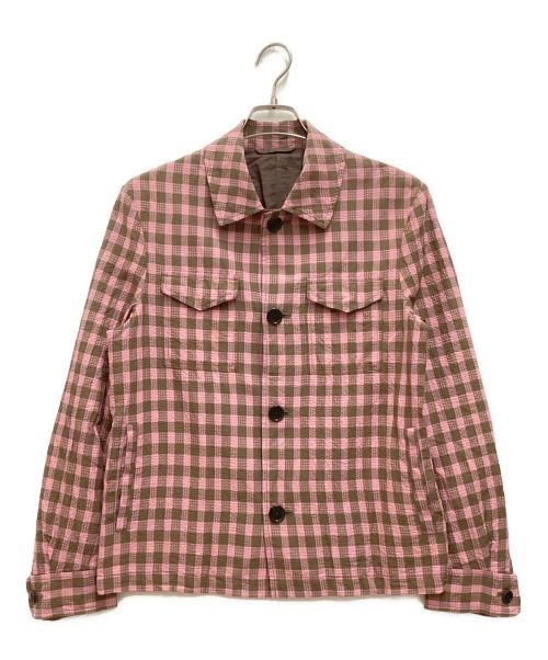 TOMORROW LAND（トゥモローランド）TOMORROW LAND (トゥモローランド) シルクジャケット　ギンガムチェック ピンク サイズ:XLの古着・服飾アイテム