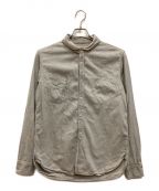 Pherrow'sフェローズ）の古着「シャツ　コットン　リネン　ウール混　丸襟　デザインポケット」｜グレー
