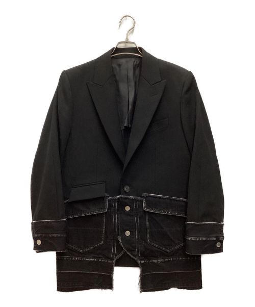 SUBLATIONS（サブレーションズ）SUBLATIONS (サブレーションズ) DENIM DOCKING TAILORED JACKET .10 / デニムドッキング テーラードジャケット ブラック サイズ:10 1/2の古着・服飾アイテム