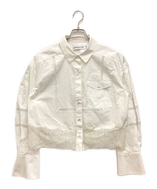 SELF PORTRAIT（セルフ ポートレイト）SELF PORTRAIT (セルフ ポートレイト) レースデザインショートシャツ ホワイト サイズ:UK 8の古着・服飾アイテム