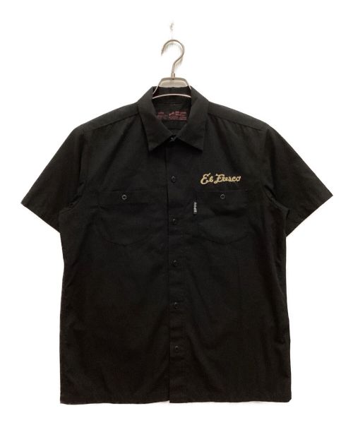 Schott（ショット）Schott (ショット) EL FRESCO刺繍半袖ワークシャツ ブラック サイズ:Lの古着・服飾アイテム