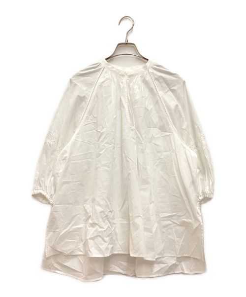 FRAMeWORK（フレームワーク）FRAMeWORK (フレームワーク) コットンレースブラウス　クルーネック　スモッグ ホワイト サイズ:ーの古着・服飾アイテム