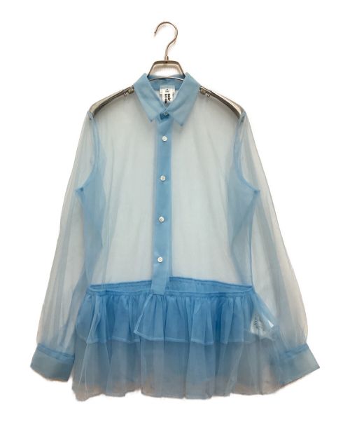 noir kei ninomiya（ノワール ケイ ニノミヤ）noir kei ninomiya (ノワール ケイ ニノミヤ) フリルデザインチュールシャツ ブルー サイズ:Mの古着・服飾アイテム