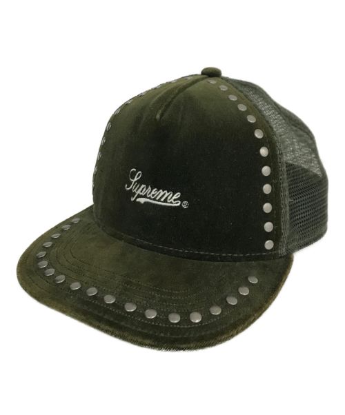 SUPREME（シュプリーム）Supreme (シュプリーム) Studded Velvet Mesh Back 5-Panel cap グリーンの古着・服飾アイテム