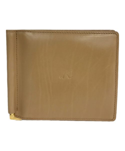 KITAMURA（キタムラ）KITAMURA (キタムラ) マネークリップ付二つ折り財布 ベージュの古着・服飾アイテム