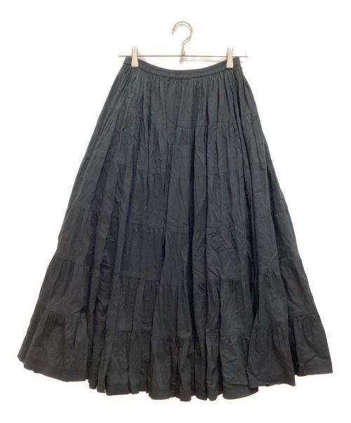 MARIHA（マリハ）MARIHA (マリハ) ティアードフレアスカート　ロング　マキシ　ボリューム　インド綿 ブラック サイズ:-の古着・服飾アイテム