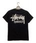 stussy (ステューシー) プリントTシャツ　クルーネック　バックロゴ　ホノルル ブラック サイズ:S：5000円
