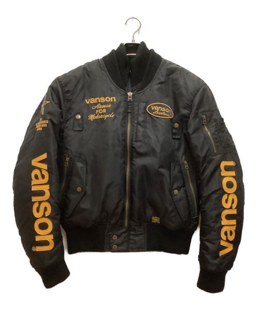VANSON（バンソン）VANSON (バンソン) プロテクターMA-1ジャケット　袖ロゴ　バックロゴ　刺繍 ブラック サイズ:Lの古着・服飾アイテム