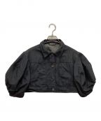 MIU MIUミュウミュウ）の古着「パフスリーブシャツジャケット　シルク　ショート　クロップド」｜ダークグレー
