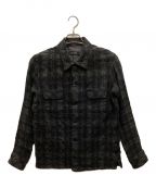 RUDE GALLERYルードギャラリー）の古着「ウールチェックオープンカラーシャツ」｜ブラック