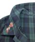 中古・古着 Lois CRAYON (ロイスクレヨン) 刺繍シャツワンピース　タータンチェック　ツバメ　ウエストリボン　フレア ネイビー×グリーン サイズ:M：8000円