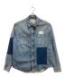 Calvin Klein Jeans（カルバンクラインジーンズ）の古着「ヴィンテージ加工デニムシャツ　ツギハギ　パッチワーク　ロゴ」｜スカイブルー