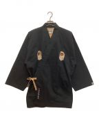 ）の古着「kimono shirt / 着物シャツ　刺繍　忍者」｜ブラック