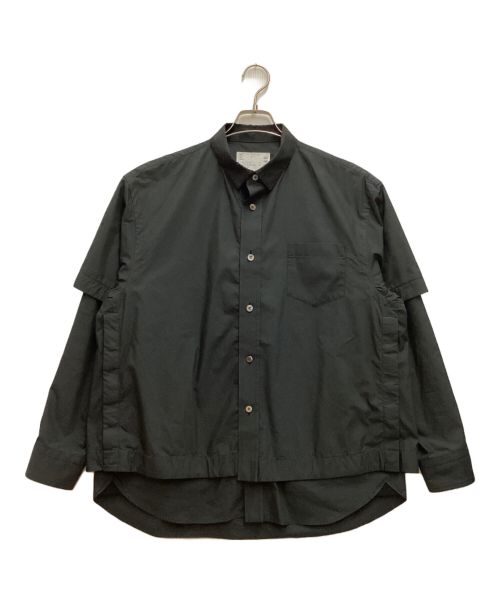 sacai（サカイ）sacai (サカイ) Cotton Weather Layered Shirt / コットンウェザーレイヤードシャツ ブラック サイズ:1の古着・服飾アイテム