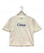 Chloeクロエ）の古着「Crew Neck T-Shirts / クルーネックTシャツ　花柄　ロゴ　フレアスリーブ」｜ホワイト