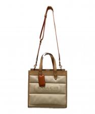 COACH (コーチ) フィールドトート ウィズ カラーブロック キルティングバッグ ベージュ